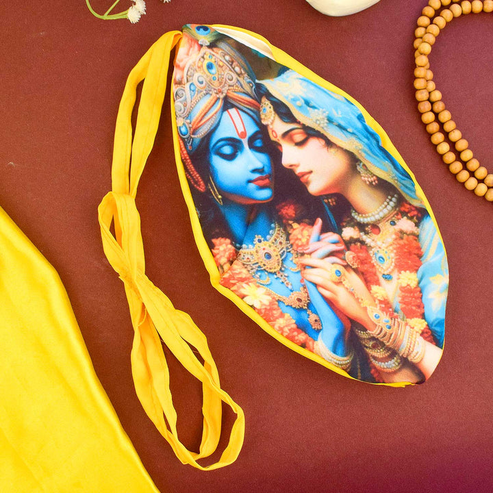 100% Cotton Radha Krishna Photo Jap Mala Jholi Bag in Assorted Color. India’s Largest Brass Idols Brand - www.satvikstore.in
