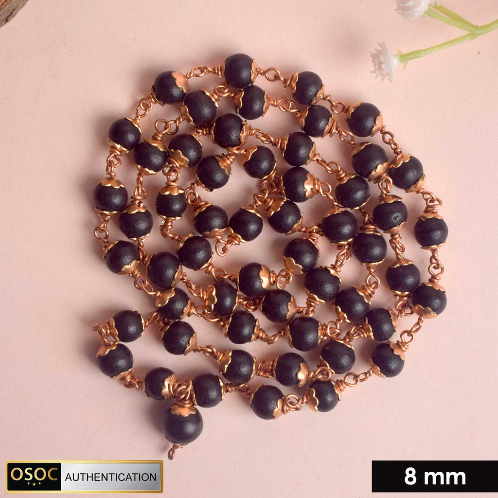 100% Original Govt. Certified 8mm Karungali Mala with Copper Capping for Spiritual Protection. India’s Largest Pooja Accessories Brand - www.satvikstore.in