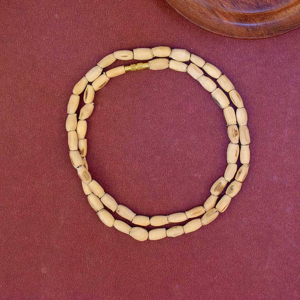 Original Certified 8mm Tulsi Kanthi Mala with Long Beads – Sacred wooden mala for spiritual chanting and daily devotion. India’s Largest Pooja Accessories Brand - www.satvikstore.in