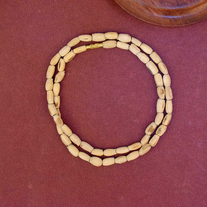 Original Certified 8mm Tulsi Kanthi Mala with Long Beads – Sacred wooden mala for spiritual chanting and daily devotion. India’s Largest Pooja Accessories Brand - www.satvikstore.in