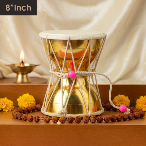 8 Inch Divine Brass Damru for Lord Shiva