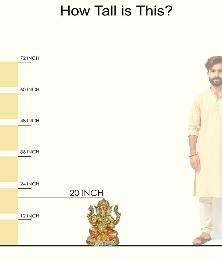 Handcrafted Brass Ganpati Idol for Home & Temple | Best for VIP Gift & Big Premium Gift | Large Ganesha Statue with Glossy Finish | 52 cm Height, 25.55 kg Weight | Best for Your Temple & Puja Decor | Premium Quality Brass Murti | India's Large Puja Accessories Brand - Satvikstore.in