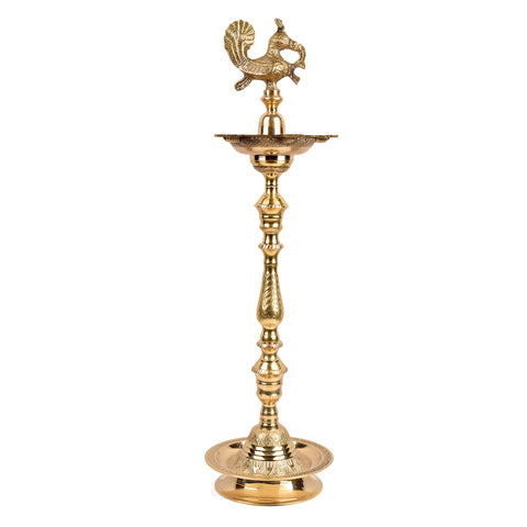 32 Inch Brass Kerala Peacock Samai Deepam Inauguration Lamp