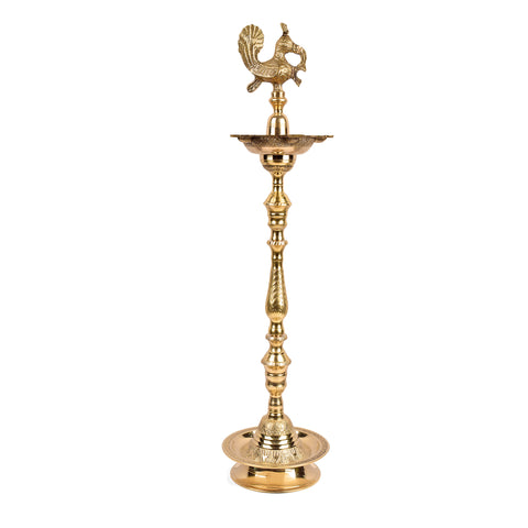 36 Inch Brass Kerala Peacock Samai Deepam Inauguration Lamp