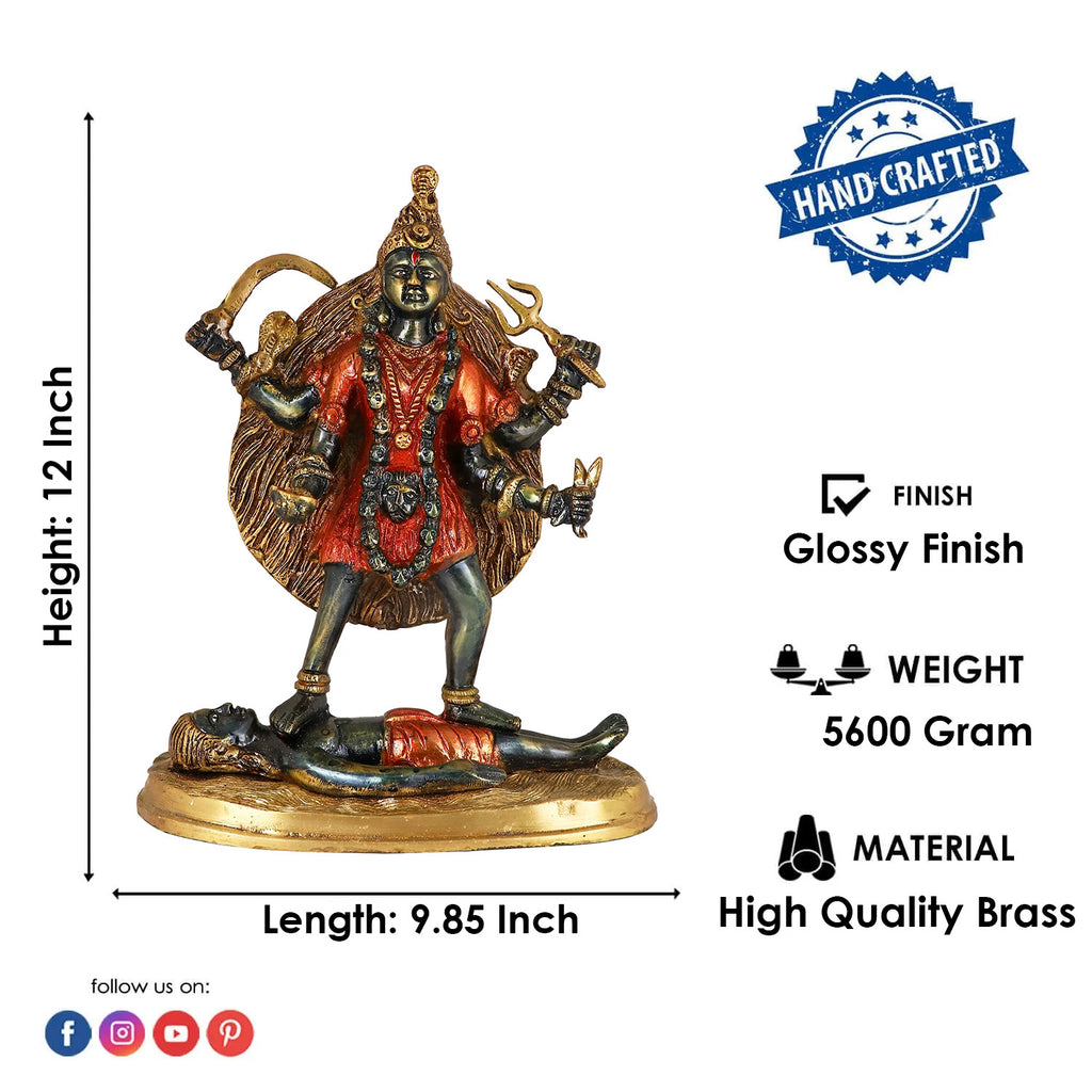 Kali statue idol Pital Mahakaali Mata Murti is symbol of time and change which made from Virgin Quality Brass for long lasting use. Handmade product from the Artisanship of India's Craftsman with Using Modern Style. 