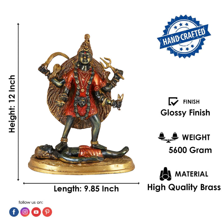 Kali statue idol Pital Mahakaali Mata Murti is symbol of time and change which made from Virgin Quality Brass for long lasting use. Handmade product from the Artisanship of India's Craftsman with Using Modern Style. 