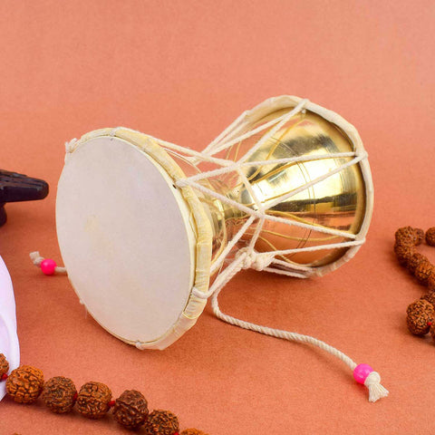 5.5 Inch Brass Damru for Lord Shiva – Sacred Instrument for Temple Use. India’s Largest Pooja Accessories Brand – www.satvikstore.in
