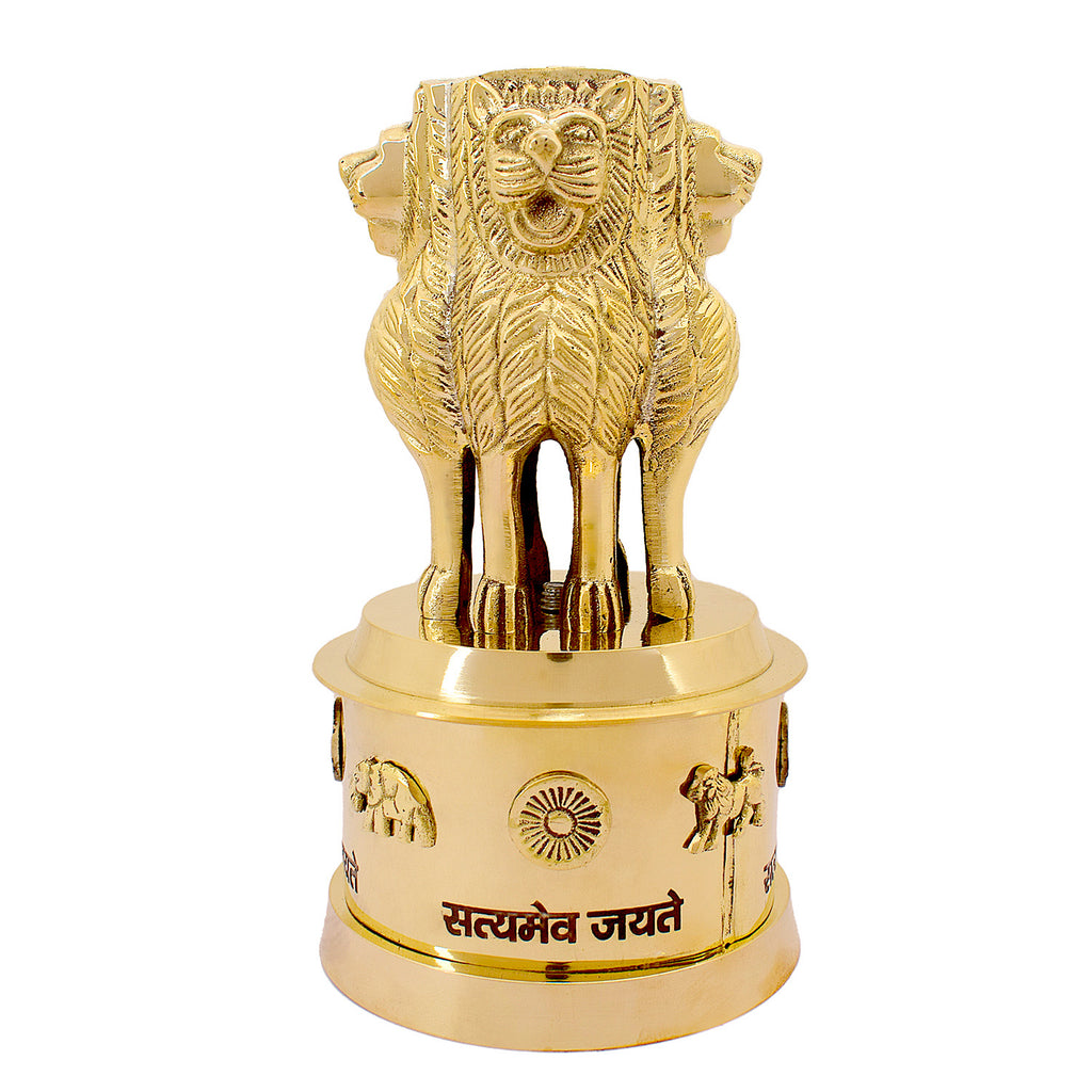 7 Inch Brass Ashoka Pillar Showpiece with Intricate Detailing – Ideal for Home & Office Décor, Cultural Gifting, and Traditional Displays | India’s Largest Brass Idols Brand – www.satvikstore.in.
