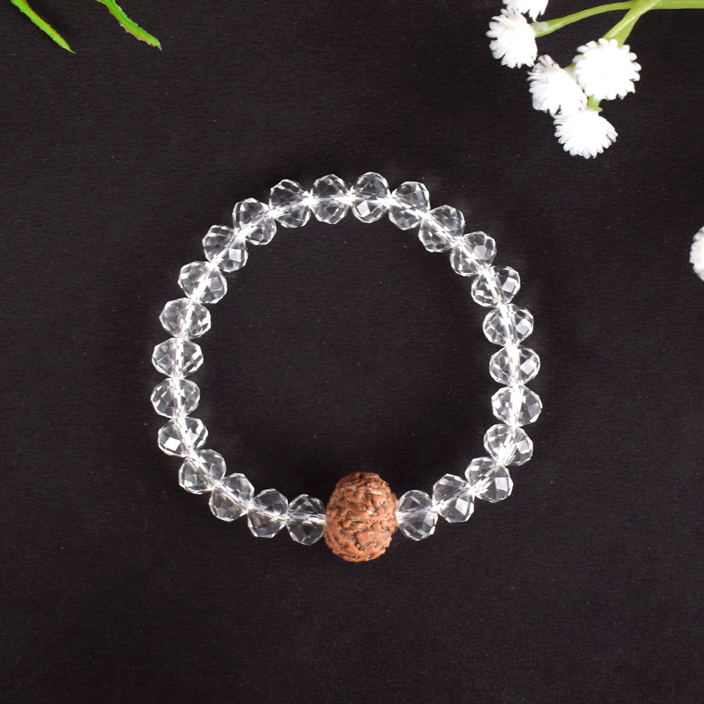 7 Mukhi Rudraksha Bracelet with Sphatik Crystal Beads for Wealth and Prosperity. India’s Largest Pooja Accessories Brand - www.satvikstore.in