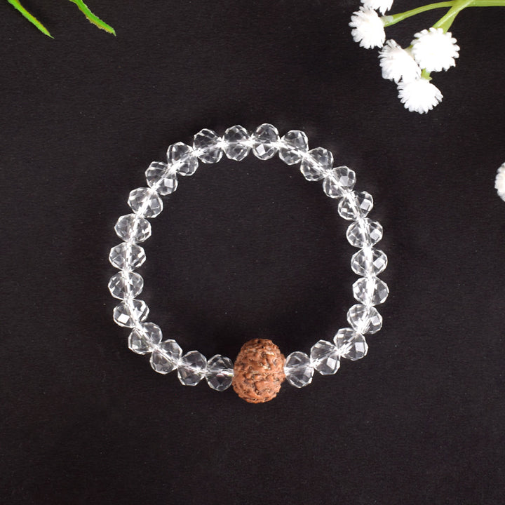 7 Mukhi Rudraksha Bracelet with Sphatik Crystal Beads for Wealth and Prosperity. India’s Largest Pooja Accessories Brand - www.satvikstore.in