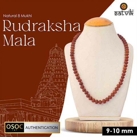 8 mukhi semi pathriya rudraksha mala 9-10mm