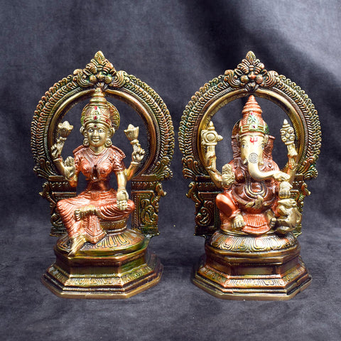 Beautiful handcrafted brass Lakshmi Ganesh idol for home temple and festive pooja. India’s Largest Brass Idols Brand - www.satvikstore.in
