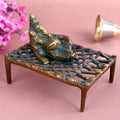 3.3 Inch Antique Brass Ganesha Relaxing on Charpoy – Unique and Artistic Idol for Home Décor, Gifting, and Spiritual Ambience. No.1 Brass Idol Store www.satvikstore.in 