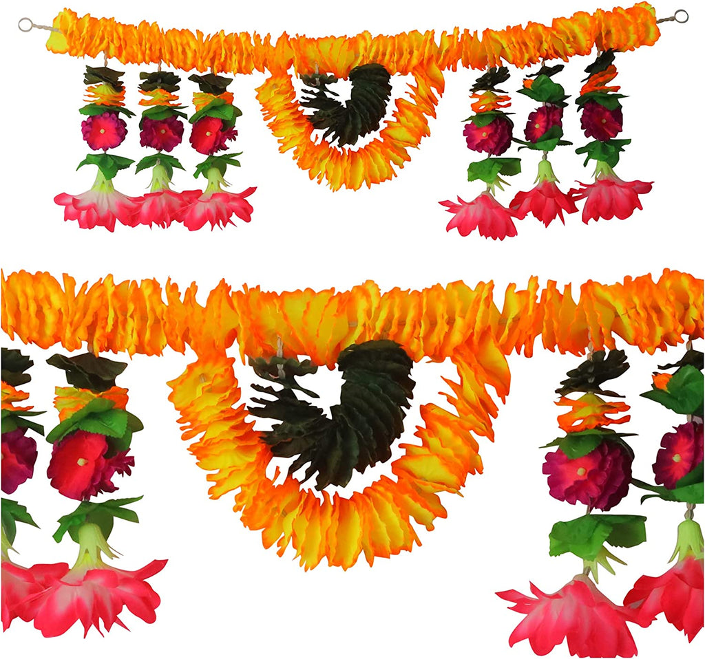 Artificial Flower Bandarwal for Door Decoration – Floral Toran Design-4 with colorful artificial flowers and ethnic elements, perfect for festive, wedding, and spiritual decor. India’s Largest Pooja Accessories Brand – www.satvikstore.in
