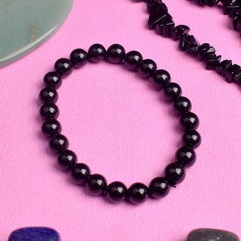 Authentic Black Onyx Crystal Bracelet for Reiki Healing with 8MM Beads for Protection and Strength. India’s Largest Pooja Accessories Brand – www.satvikstore.in
