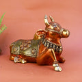 7 Inch beautifully crafted Brass Nandi Idol symbolizing devotion and strength, ideal for temples and spiritual home décor. No.1 Brass Idol Store www.satvikstore.in 