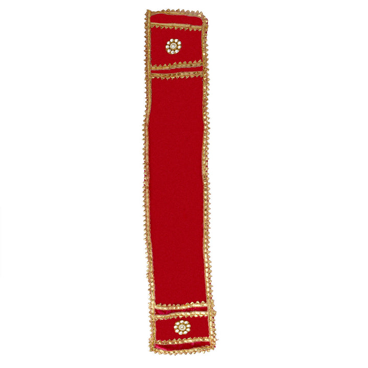 Blossom red Patka/Duppata/Angvastra for 15/22 and 32-inch Ganpati idols, featuring a delicate and festive red fabric to complement your Ganesha decorations. India’s Largest Pooja Accessories Brand – www.satvikstore.in