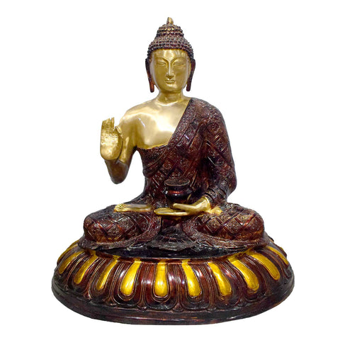 29 Inch Unique Dark Brass Buddha Statue