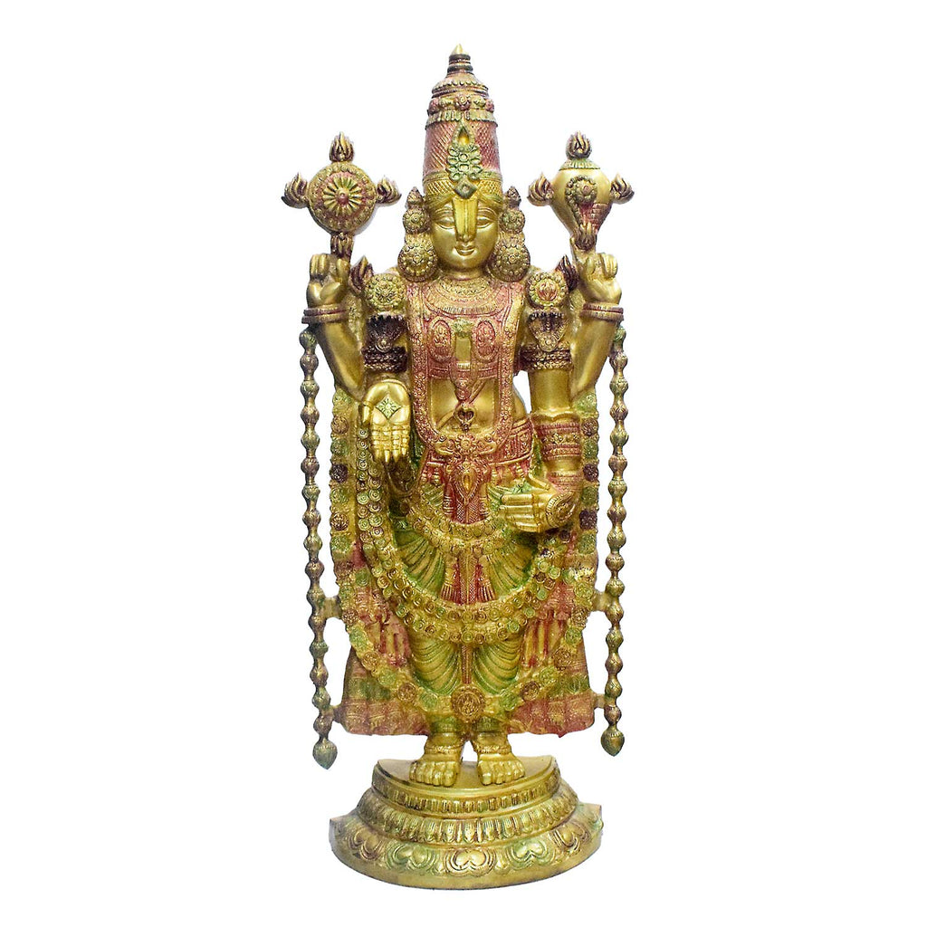 46 Inch Large Brass Lord Venkateswara (Balaji) Statue – Divine Idol Symbolizing Prosperity, Blessings, and Protection for Temple or Home Mandir Decor. India's Largest Puja Accessories Brand - Satvik No. 1 Brass Idol Collection 

