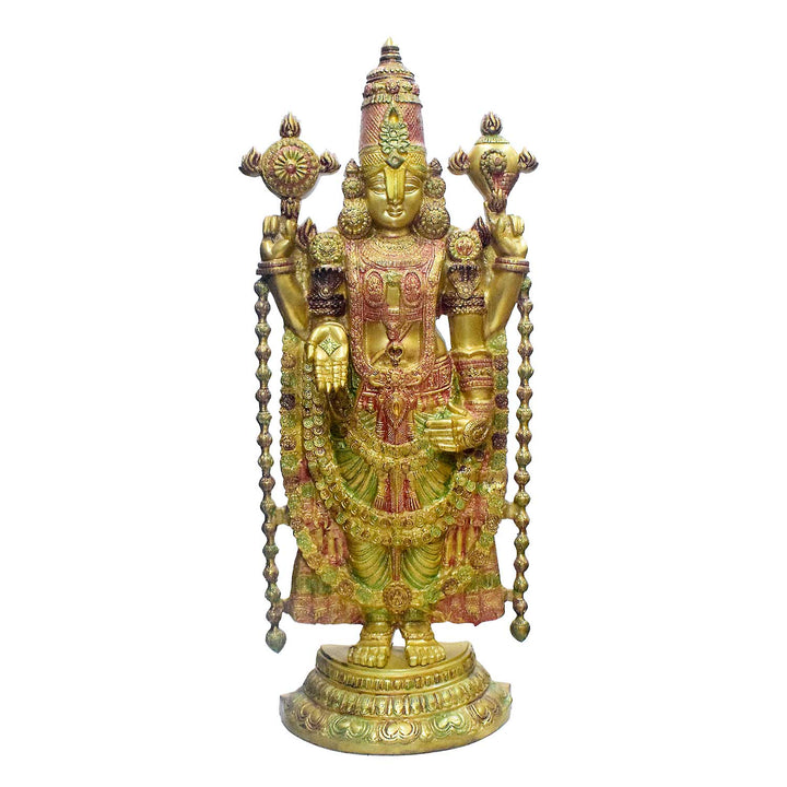 46 Inch Large Brass Lord Venkateswara (Balaji) Statue – Divine Idol Symbolizing Prosperity, Blessings, and Protection for Temple or Home Mandir Decor. India's Largest Puja Accessories Brand - Satvik No. 1 Brass Idol Collection 

