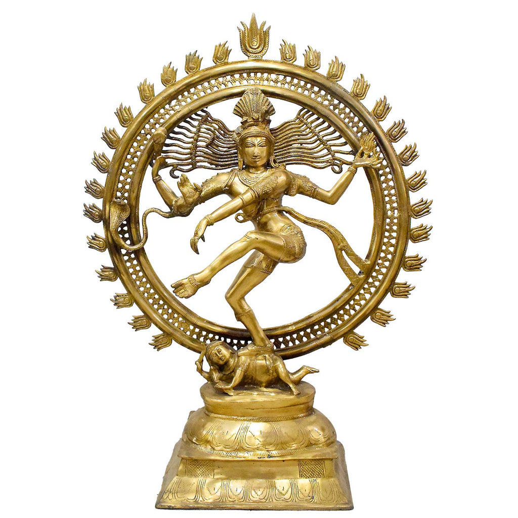 41-inch Large Brass Nataraja Statue – Dancing Shiva in Fire Arch, Symbolizing Cosmic Dance, Creation, and Destruction for Temple Decor. India's Largest Puja Accessories Brand - Satvik No. 1 Brass Idol Collection 


