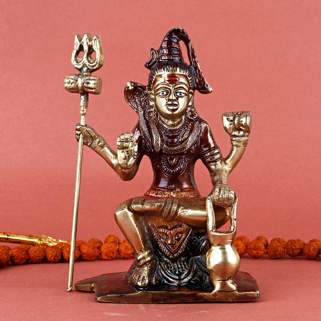 3 Inch Brass Shiv Ji/Bholenath Idol intricately handcrafted, symbolizing Lord Shiva’s divine presence and blessings—ideal for worship, home decor, and spiritual purposes. No.1 Brass Idol Store www.satvikstore.in 