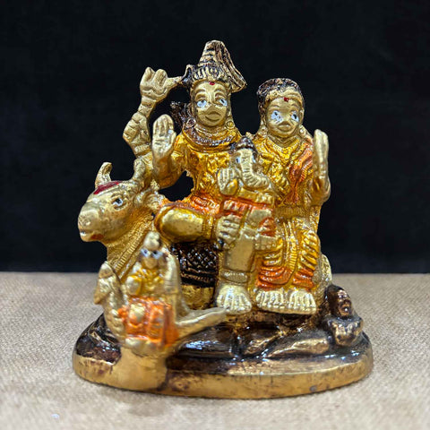 3 Inch Brass Shiv Parivaar with Nandi Idol – Sacred Family Statue for Home Temple and Car Dashboard Décor. No.1 Brass Idol Store www.satvikstore.in 