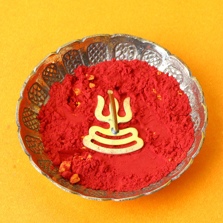 Brass Trishul Tilak Stamp, a sacred brass stamp shaped like Lord Shiva's Trishul, used for applying tilak during pooja and spiritual rituals. 
India’s Largest Pooja Accessories Brand – www.satvikstore.in 