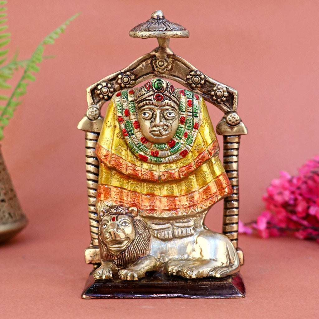 6.8 Inch Brass Vidyavasini Maa Idol with intricate detailing, radiating divine wisdom and strength—perfect for temple setup, home décor, or gifting. No.1 Brass Idol Store www.satvikstore.in 