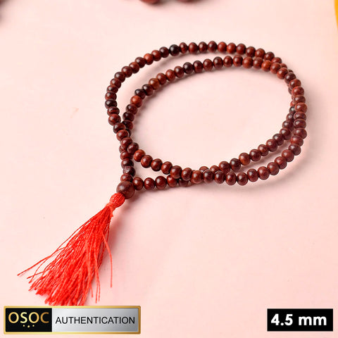 Certified 4.5mm 100% Original Pure Red Sandalwood Jap Mala from Andhra Pradesh. India’s Largest Pooja Accessories Brand - www.satvikstore.in