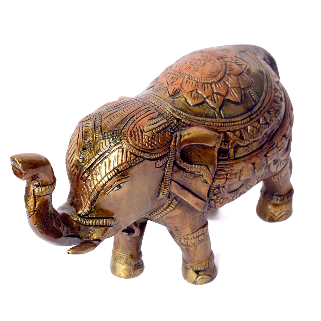 Large Brass Idol of Elephant Statue with Upward Trunk – A Symbol of Prosperity, Good Luck & Vastu Positivity for Home & Office Decor