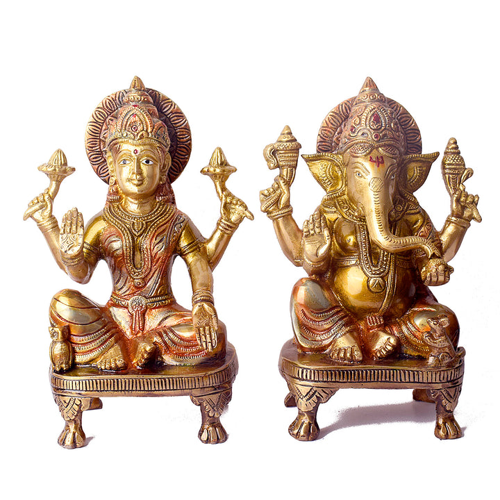 The Laxmi Ganesh colorful Murti, which is constructed of virgin-quality brass for persistent use, is a symbol of successful marriages, happiness, and tranquility in relationships. 