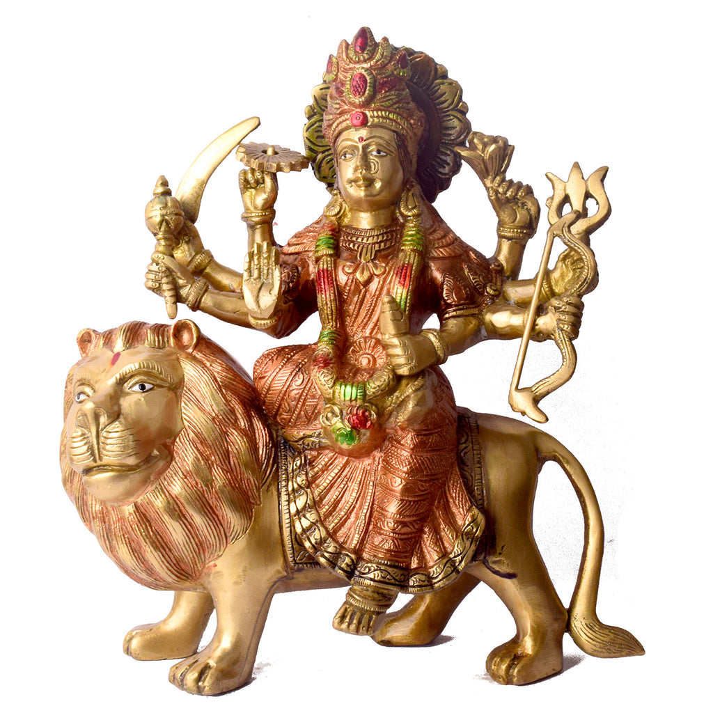 Large Brass Idol of Sherawali Mata Statue for Home Temple Elevate your home temple with this Brass Sherawali Mata Idol, a beautifully crafted depiction of Durga Maa on her lion. Made from premium brass with intricate detailing, this durable statue is perfect for Pooja, festive décor, or gifting.