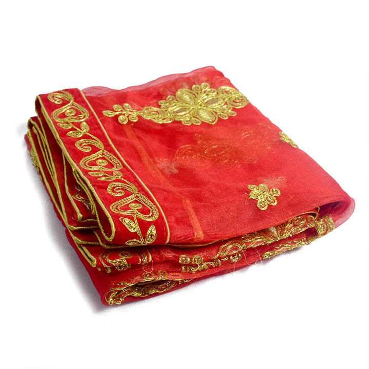 Elegant Mata Ki Chunri with Golden Floral Motifs – Perfect for Devi Puja and Festive Decor

Enhance your spiritual rituals with this beautiful Mata Ki Chunri, adorned with intricate golden floral motifs. Measuring 214 cm (84 inches) in length and 103 cm (40.5 inches) in height, this Chunri is made from premium-quality fabric with rich gold detailing. Ideal for Navratri, Durga Puja, temple offerings, and festive decor, it adds a divine touch to your prayers and celebrations.
Shop authentic Mata Ki Chnni
