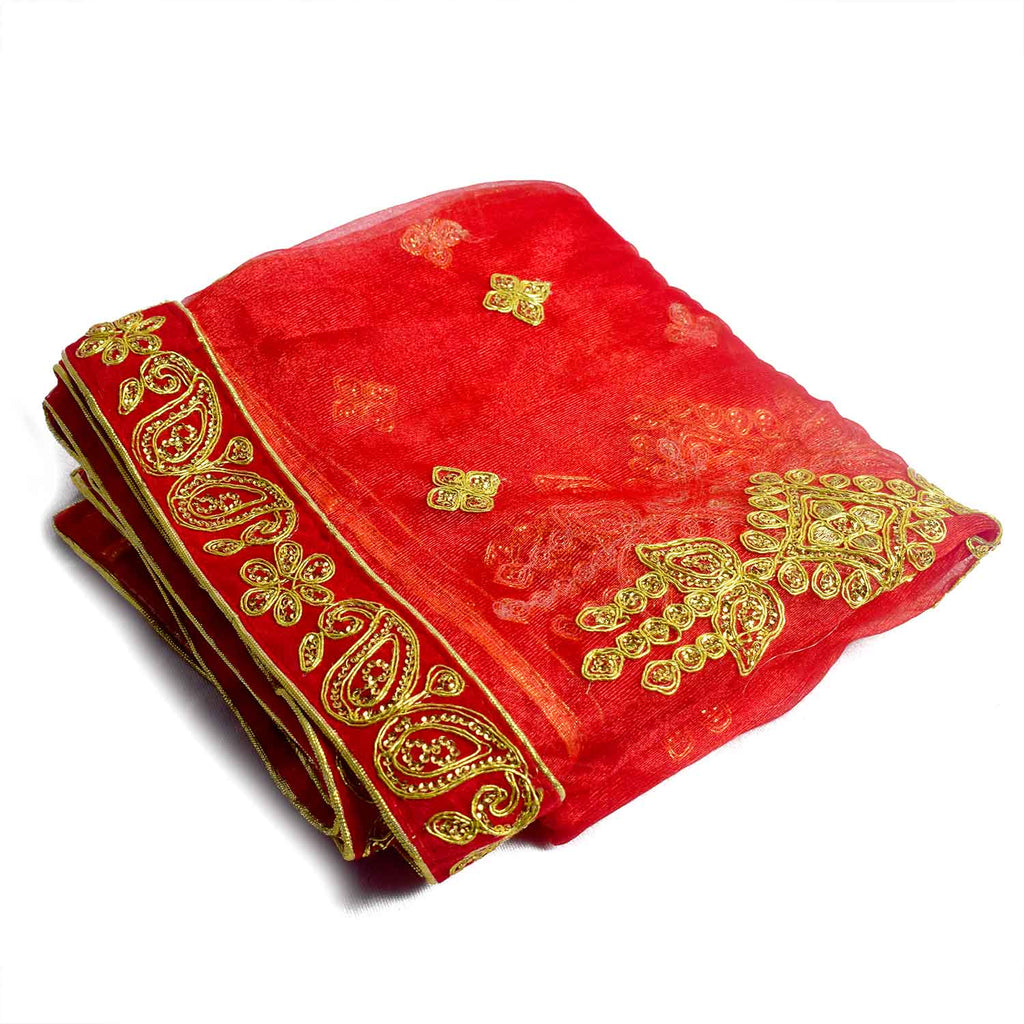 Add a touch of divinity to your prayers with this beautiful Mata Ki Chunri, featuring intricate golden embroidered motifs. Measuring 222 cm (87.4 inches) in length and 108 cm (42.5 inches) in height, this Chunri is perfect for Navratri, Durga Puja, temple offerings, and festive decorations. Made from premium fabric, it enhances the spiritual ambiance of your rituals.

🛍️ Shop authentic Mata Ki Chunris, Devi Chunaris, and more at Satvik Store for all your pooja and festive needs. 🌺🙏