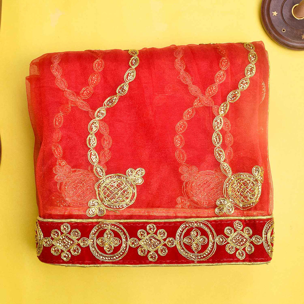 Enhance your puja rituals with this beautiful Mata Ki Chunri, featuring delicate golden embroidery. Measuring 210 cm (83 inches) in length and 100 cm (39 inches) in height, this Chunri is ideal for Navratri, Durga Puja, temple decor, and other religious ceremonies. The intricate design and fine fabric make it a meaningful addition to your devotional offerings.

🛍️ Discover authentic religious accessories at Satvik Store for all your puja and festive needs. 🌸🙏