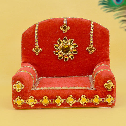 Laddu Gopal's Velvet Delight: A Royal Singhasan Small