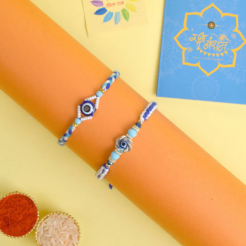 Set of 2 Traditional Rakhis for Brothers with Roli Chawal and Ram Sita Stickers – Raksha Bandhan Gift Pack. India’s Largest Pooja Accessories Brand - www.satvikstore.in