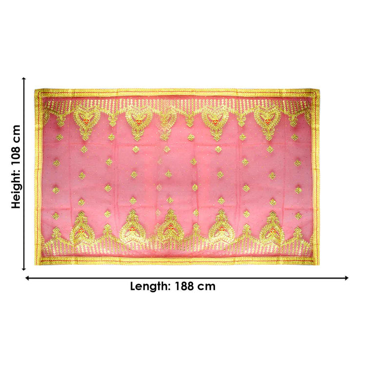 Enhance your puja ceremonies with this exquisite Pink Chunri featuring intricate golden embroidery. Measuring 188 cm (74 inches) in length and 108 cm (43 inches) in height, this elegant cloth is ideal for Devi puja, temple offerings, and altar decorations.

🛍️ Shop now at Satvik Store for authentic spiritual and religious products. 🌸🙏