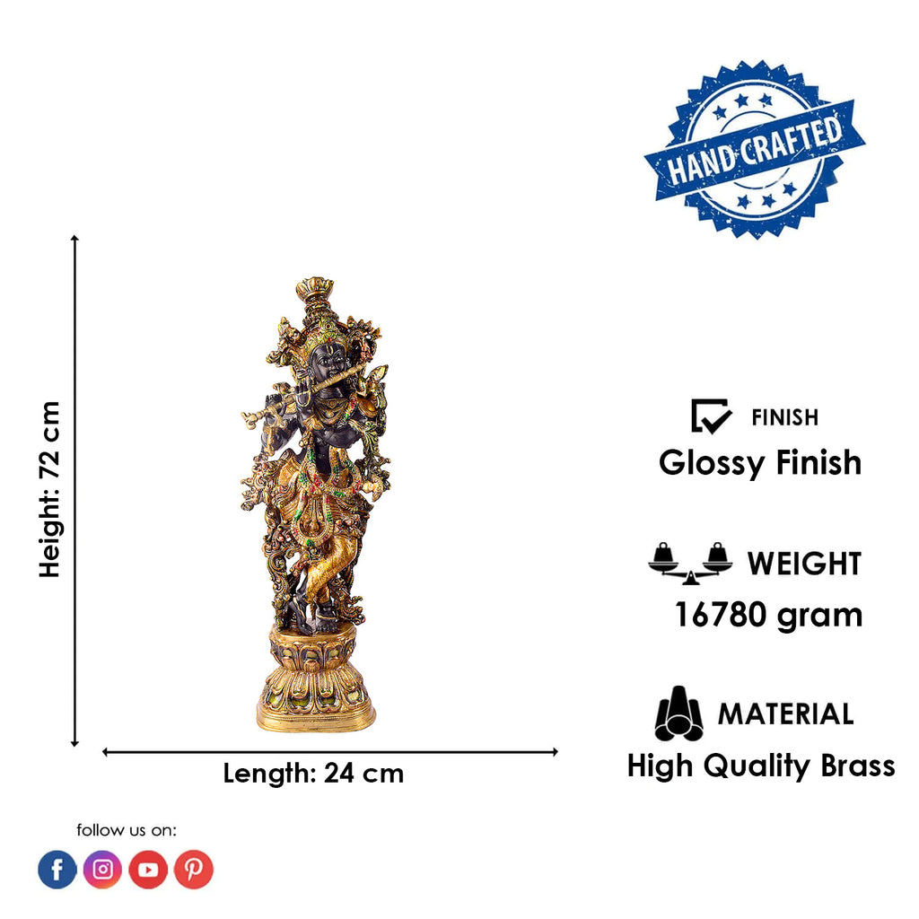  This Delicate Krishna Black Brass Idol beautifully captures the divine charm and grace of Lord Krishna. Crafted from high-quality black brass, the intricate detailing of this idol brings a sense of serenity and spirituality to any space. 