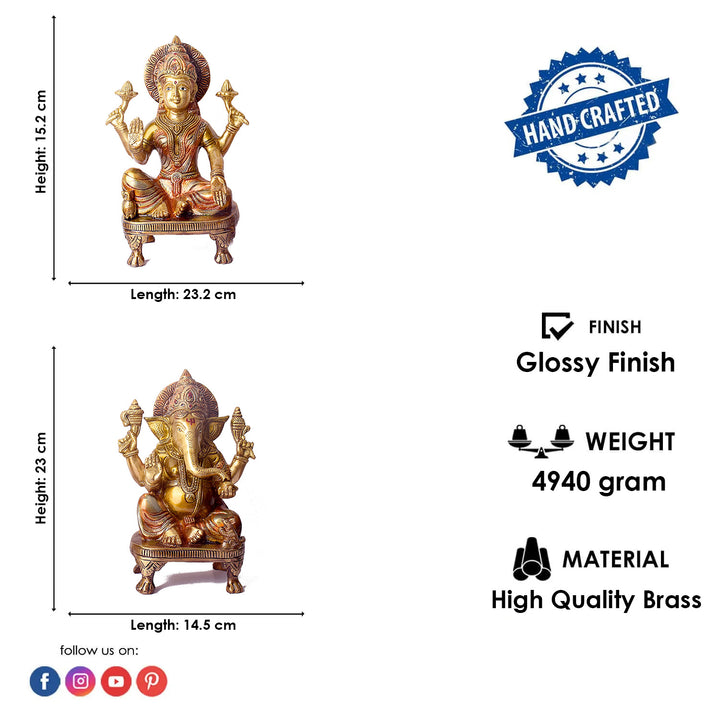 The Laxmi Ganesh colorful Murti, which is constructed of virgin-quality brass for persistent use, is a symbol of successful marriages, happiness, and tranquility in relationships. 