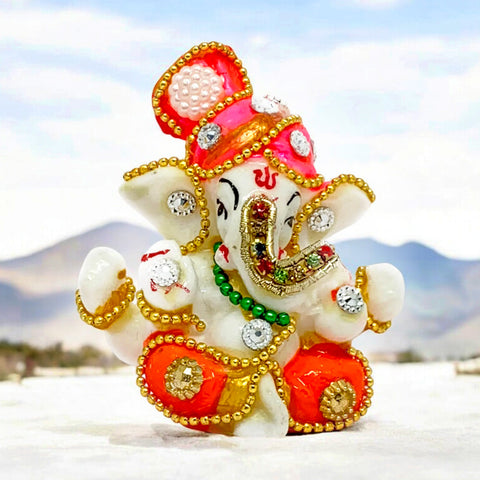 Elegant Ganesh Idol with intricate details, symbolizing prosperity and wisdom, ideal for home or office decor.India’s Largest Pooja Accessories Brand – www.satvikstore.in 