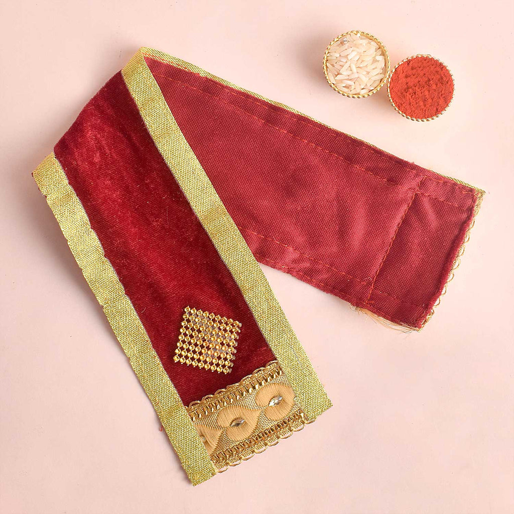 Elegant Maroon Angvastra/Patka/Duppata – Available in 15, 22, and 32 inches, traditional devotional cloth perfect for puja, temple ceremonies, and spiritual attire India’s Largest Pooja Accessories Brand – www.satvikstore.in