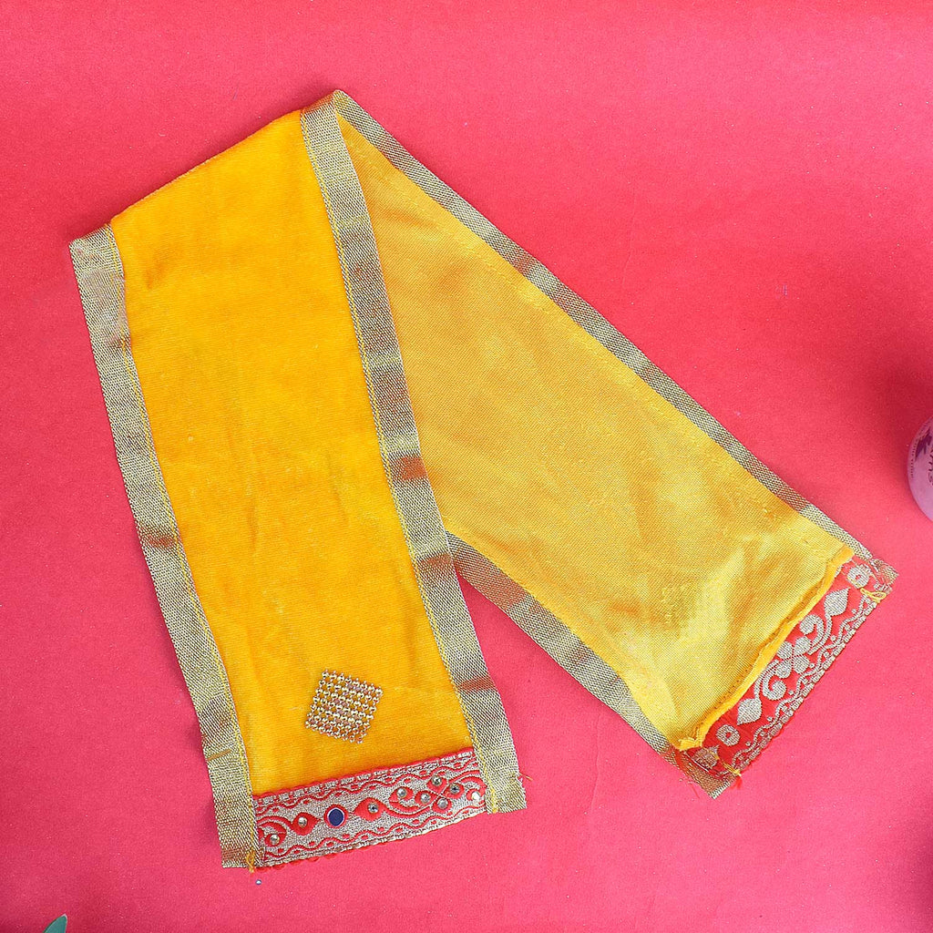 Elegant Yellow Angvastra/Patka/Duppata – Available in 23 and 32 inches, bright yellow devotional cloth ideal for temple rituals, spiritual ceremonies, and traditional wear. India’s Largest Pooja Accessories Brand – www.satvikstore.in