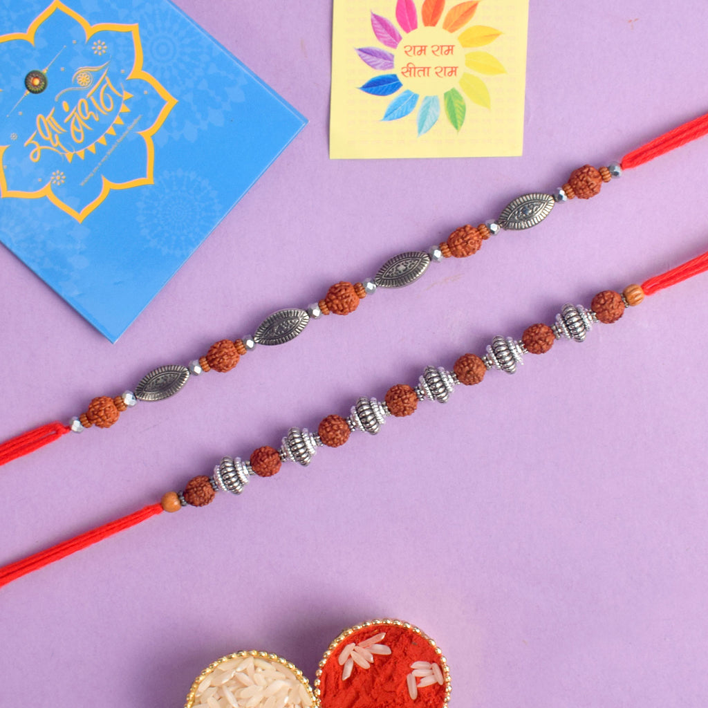 Set of 2 Traditional Rakhis for Brothers with Roli Chawal and Ram Sita Stickers – Raksha Bandhan Gift Pack. India’s Largest Pooja Accessories Brand - www.satvikstore.in