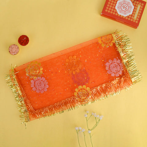 24x12 inch Mata Chunni with traditional floral design for pooja rituals and idol decoration – India’s Largest Pooja Accessories Brand – www.Satvikstore.in