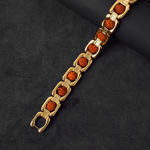 Gold Plated Rudraksha Bracelet – Premium IGP Finish