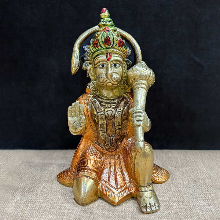 5.3 Inch Handcrafted Brass Hanuman Idol – Divine Statue Symbolizing Strength, Devotion, and Protection for Temple and Home Decor. No.1 Brass Idol Store www.satvikstore.in 