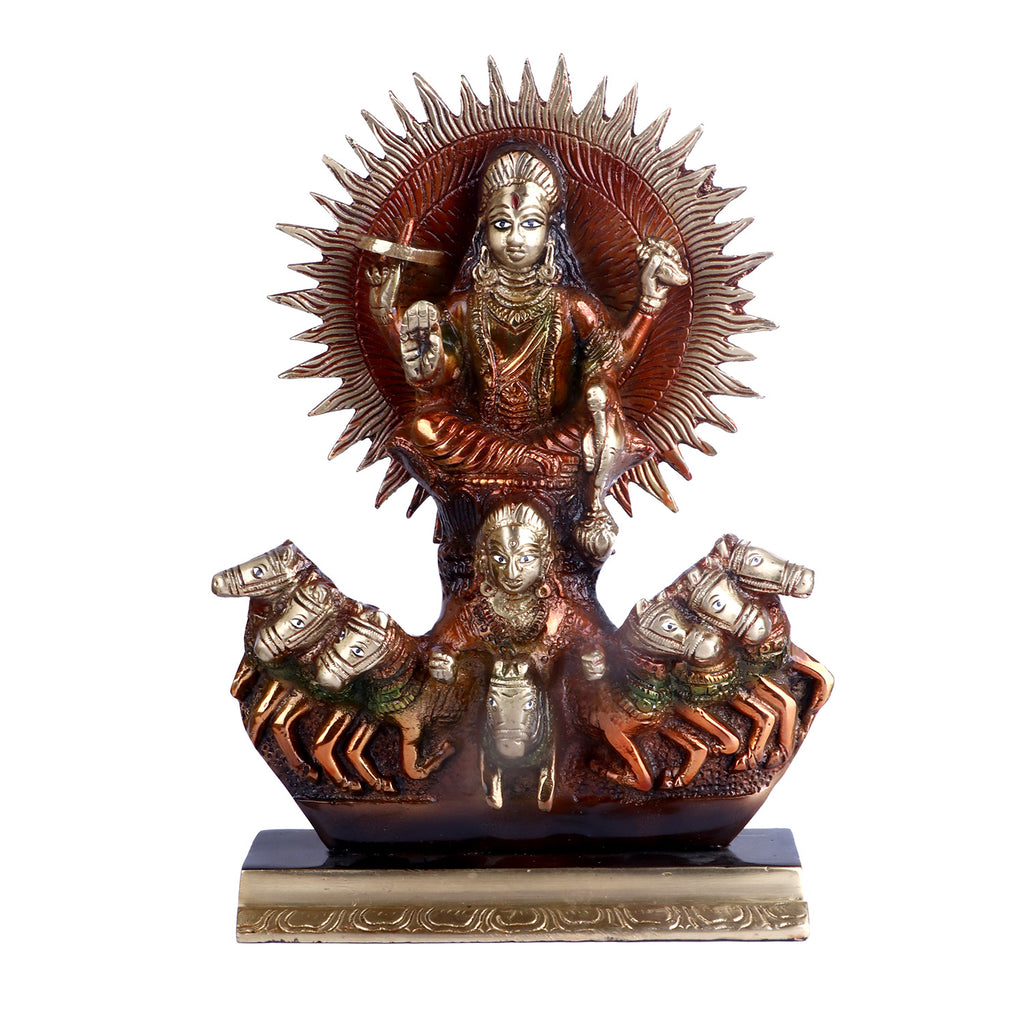 Lord Narayana since he stands in for the three Vedas: Rg, Yajur, and Sama. Gayatri, Brhati, Usnik, Jagati, Tristup, Anustup, and Pankti are the names of the seven horses yoked to the chariot of the Lord Sun. These names of several Vedic meters refer to the seven horses pulling the chariot of the Lord Sun.