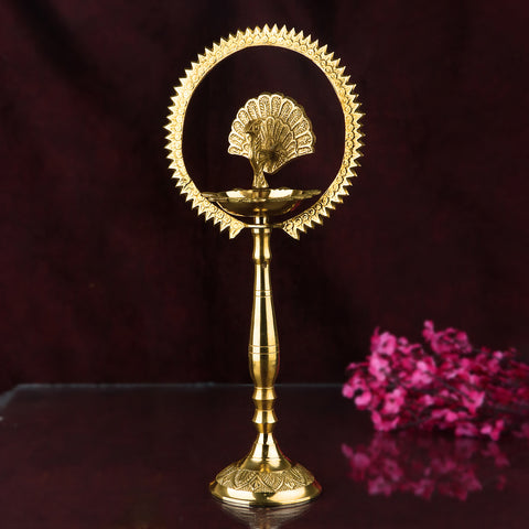 10 INCH Brass Mor Kiran Style Kerala Diya